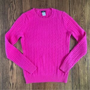 Vintage 2008 J.Crew Women’s Cashmere Blend Cableknit Sweater in Hot Pink size S